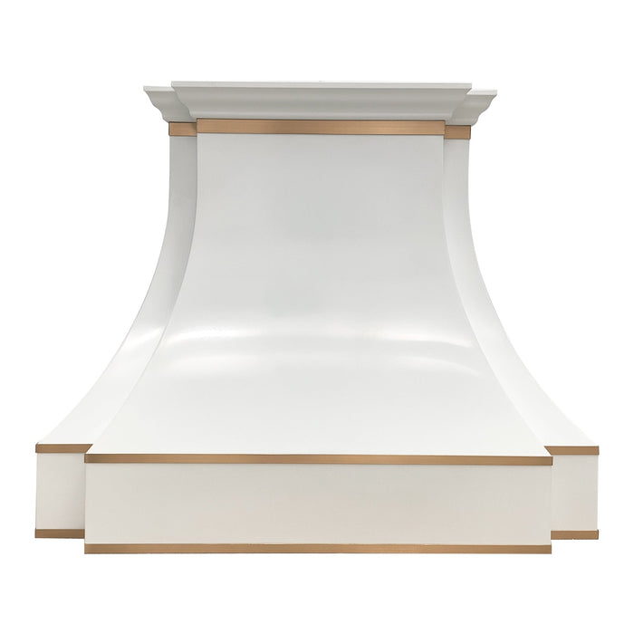 Sweep White Custom Stainless Steel Range Hood with Crown Molding