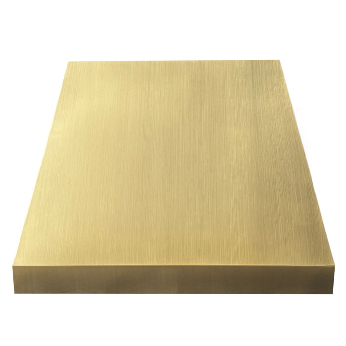 Taper Stainless Steel Custom Kitchen Vent Hood Brushed Brass Finish