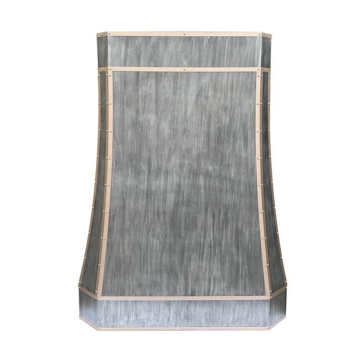 Island Mounted Stainless Steel Range Hood in Custom Antique Blacken