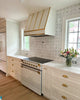 White Stove Hood Custom Stainless Steel with Brass Bands