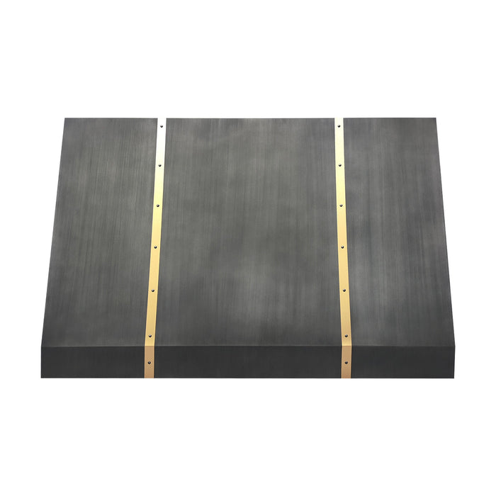 Custom Slope Stainless Steel Stove Range Hood with Brass Straps