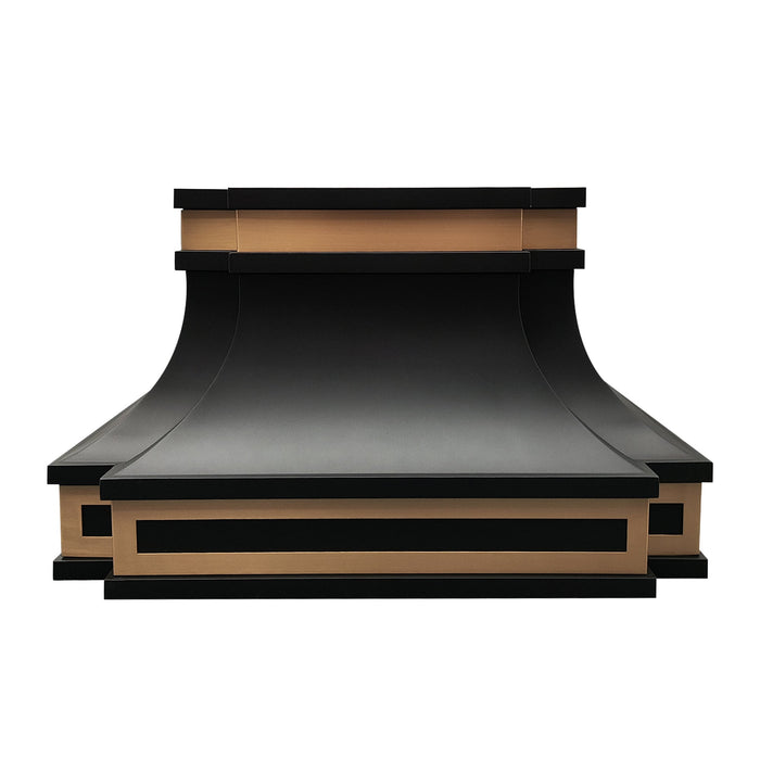 Luxury Black Modern Curve Stainless Steel Sweep Range Hood with Brass Trim
