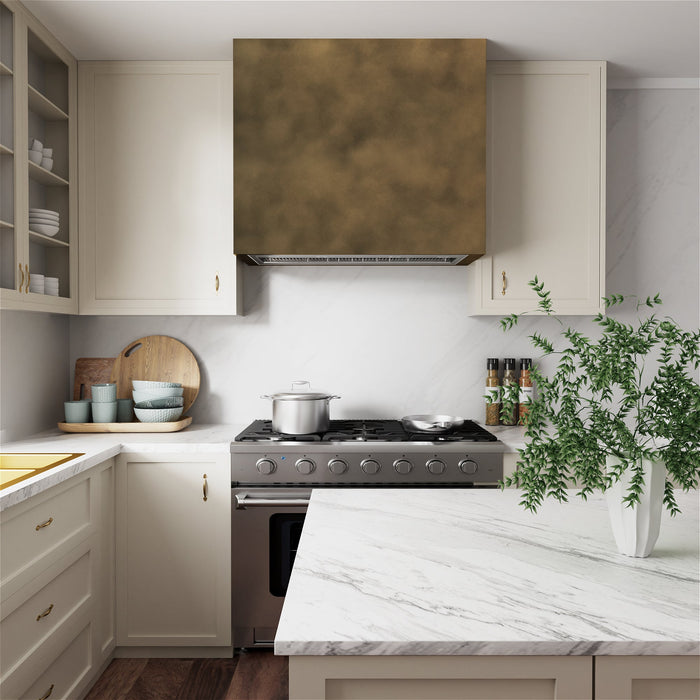 Modern Box Customized Antique Brass Range Hood