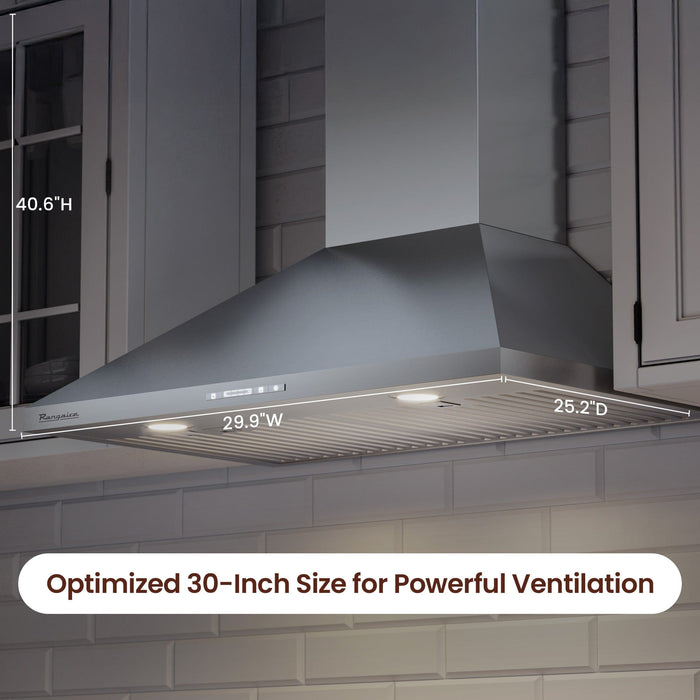 Rangaire 30" Wall-Mounted Range Hood 580 CFM Convertible  Stainless Steel  RHWMP30S