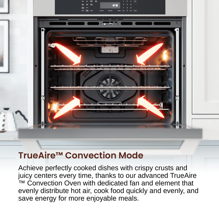 Rangaire 30" Single Electric Wall Oven Self-cleaning Air Fry True Convection Stainless Steel RWOS301GS