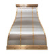 Custom Stainless Steel S-Curve Range Hood with Brass Straps Rivets Pot Rail