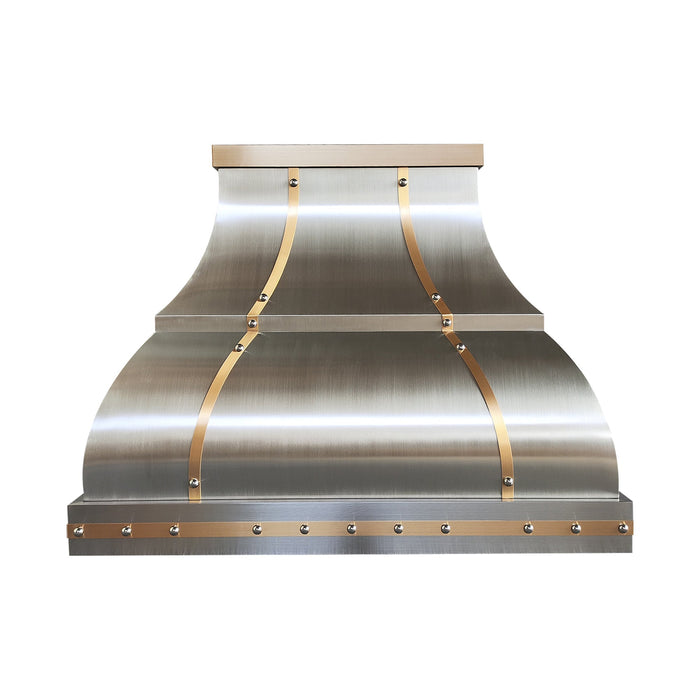 Stainless Steel Custom Range Hood with Strap & Rivets