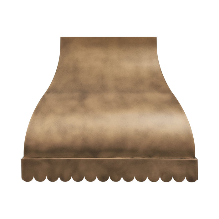 Custom Antique Brass Range Hood with Scalloped Design