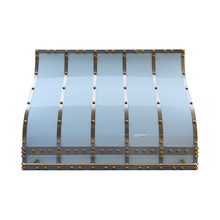 Ogee Polished Blue Stainless Steel Custom Range Hoods Kitchen Under Cabinet Vent