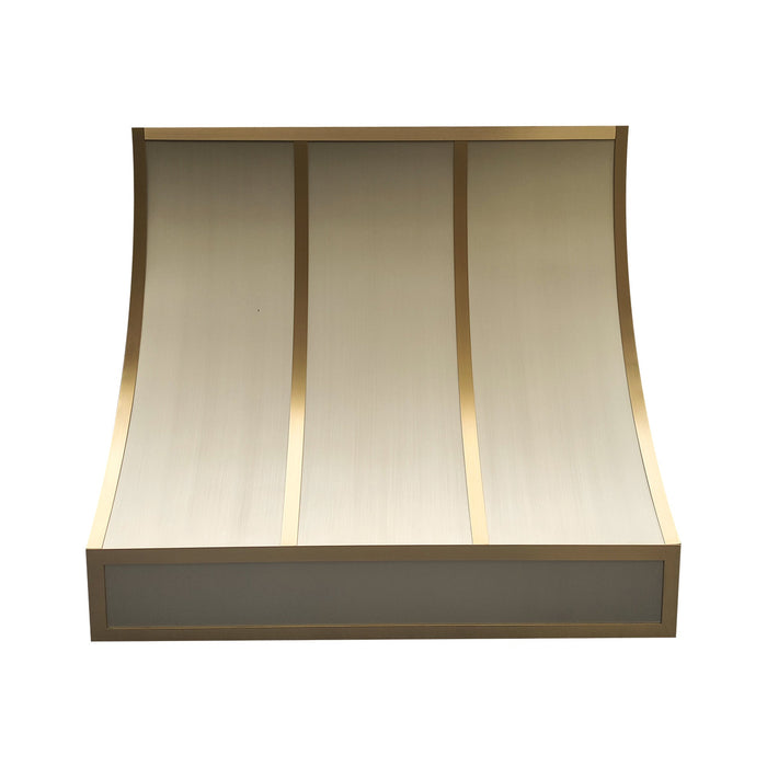 Custom Sloped Stainless Steel Kitchen Hoods with Brass Straps