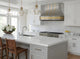 Sweep Stainless Steel Custom Range Hood with Brass Bands