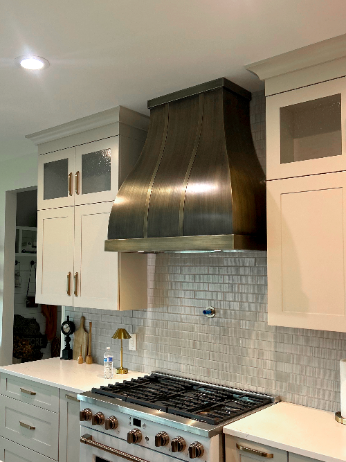 Custom Bell Shape S-Curve Antique Brass Range Hood
