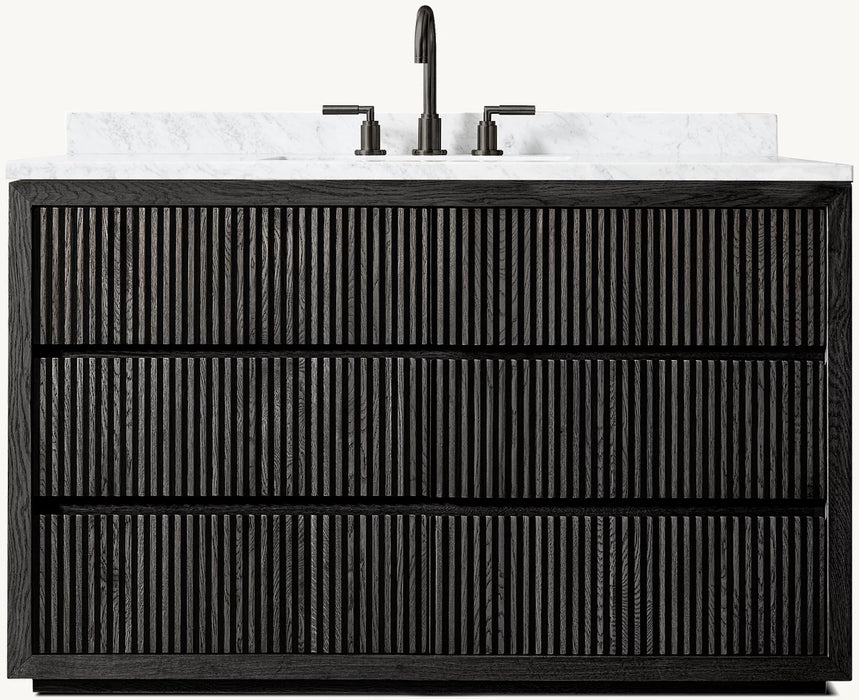 Reclaimed Oak Reeded Single Extra-Wide Vanity