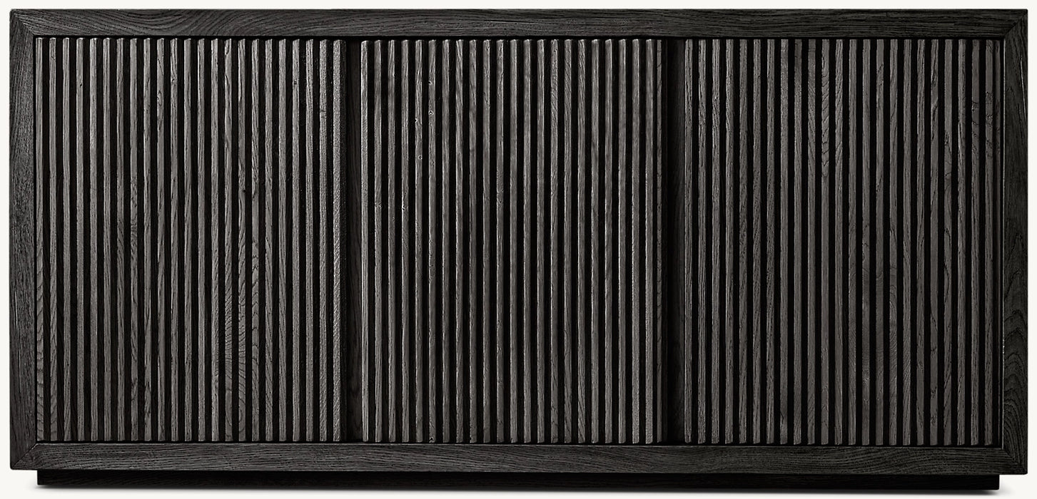 Reclaimed Oak Reeded Triple-door Media Console