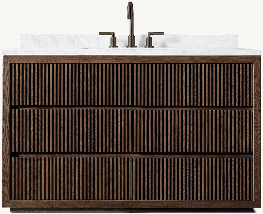 Reclaimed Oak Reeded Single Extra-Wide Vanity