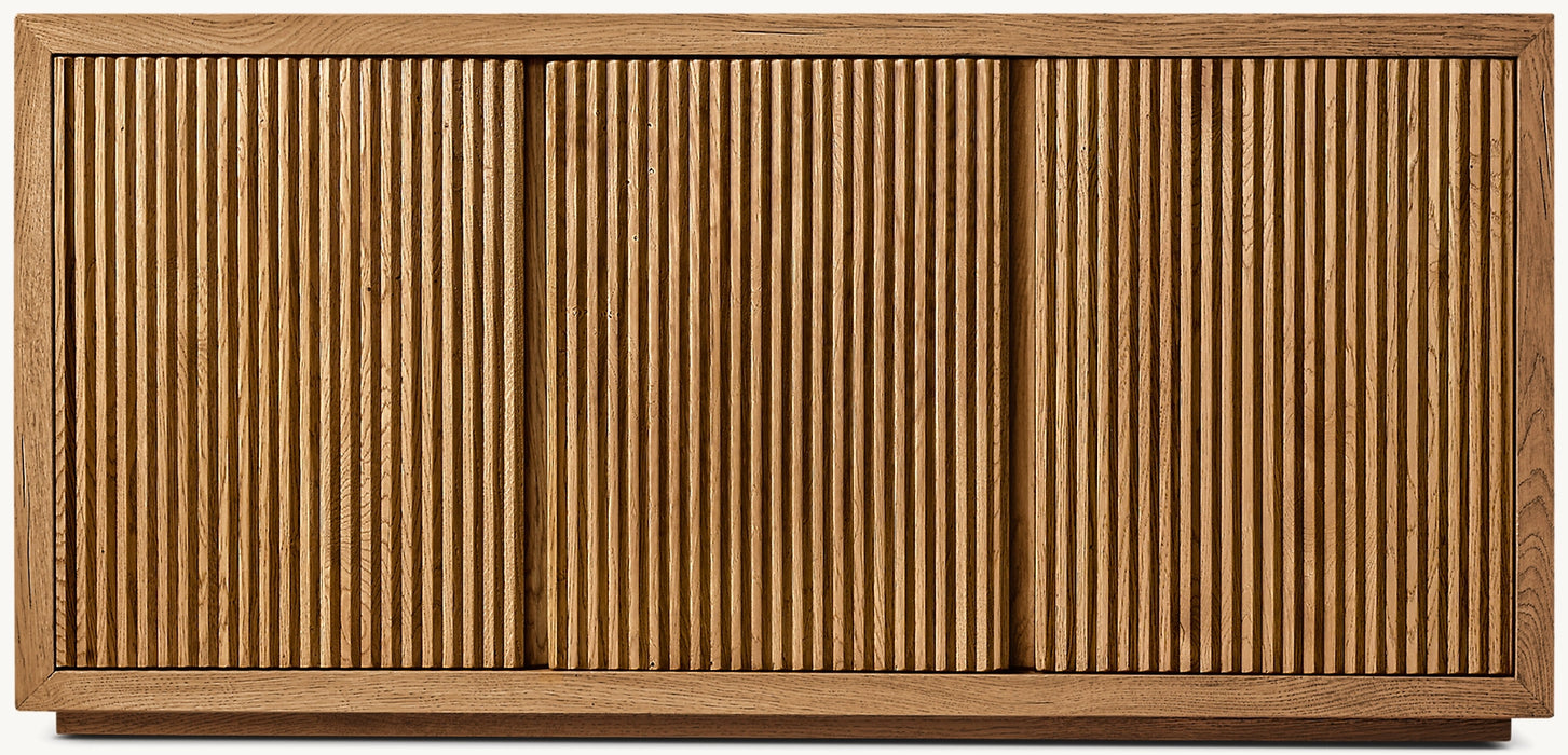 Reclaimed Oak Reeded Triple-door Media Console