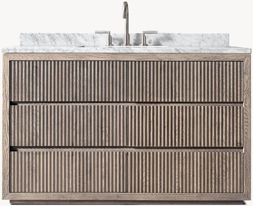 Reclaimed Oak Reeded Single Extra-Wide Vanity