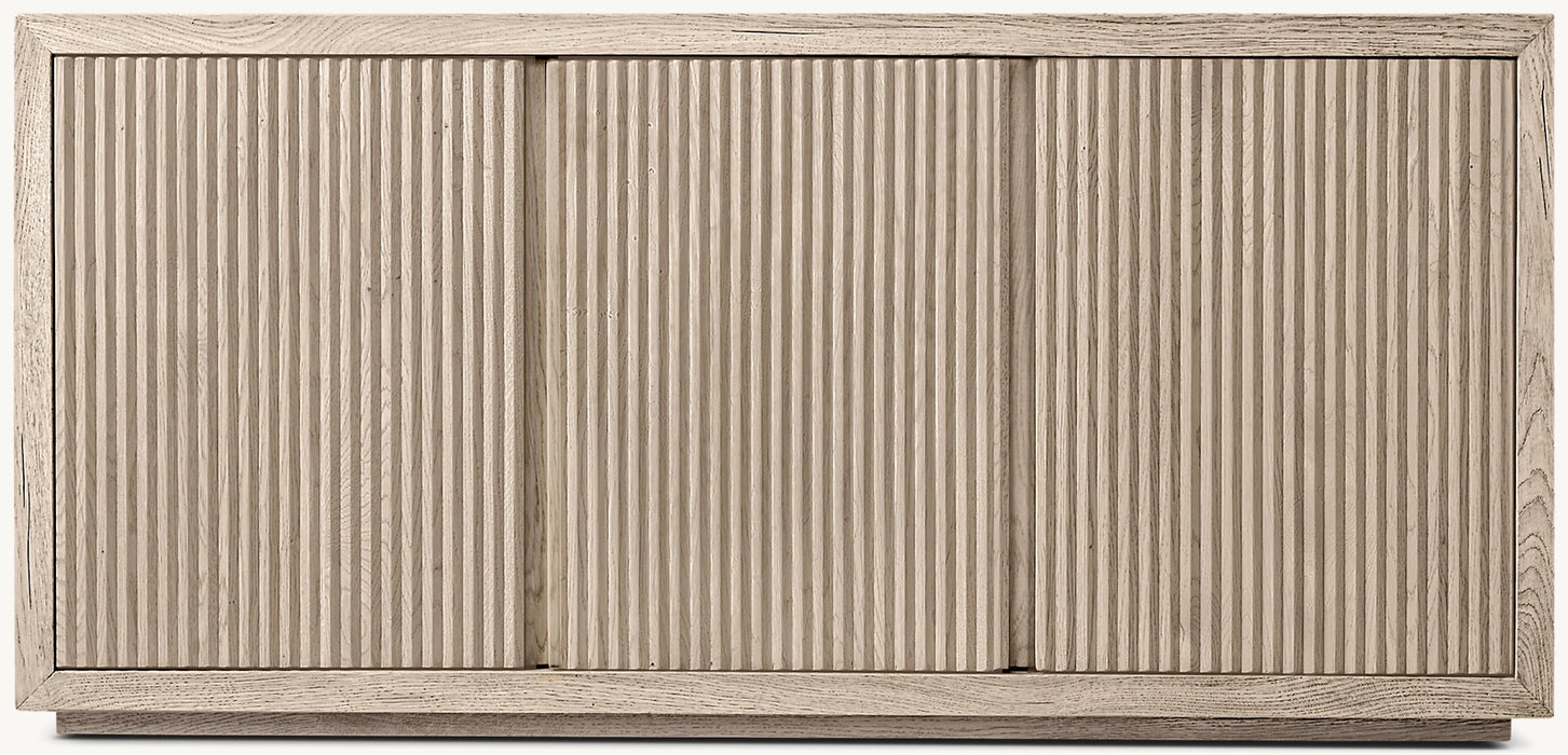 Reclaimed Oak Reeded Triple-door Media Console