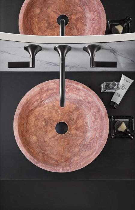 Red Travertine Natural Stone Round Above Vanity Bathroom Sink Honed/Matte NTRVS15