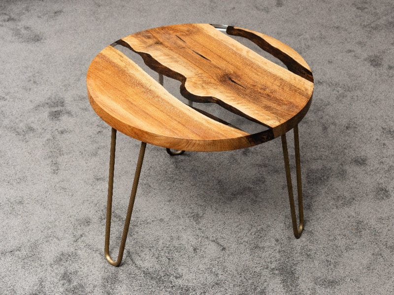 Round Side - End - Accent Table with Straight Edge | Voronoi