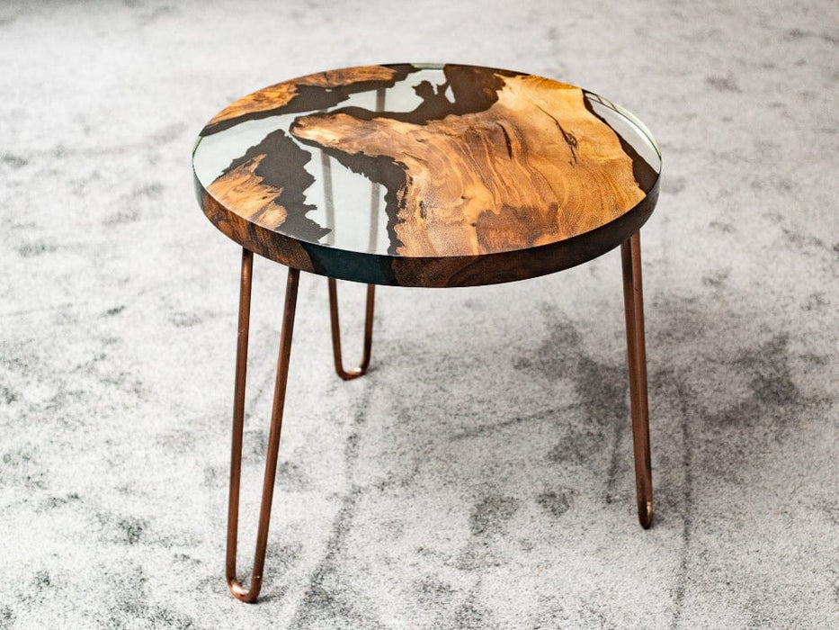 Round Side - End - Accent Table with Straight Edge | Voronoi