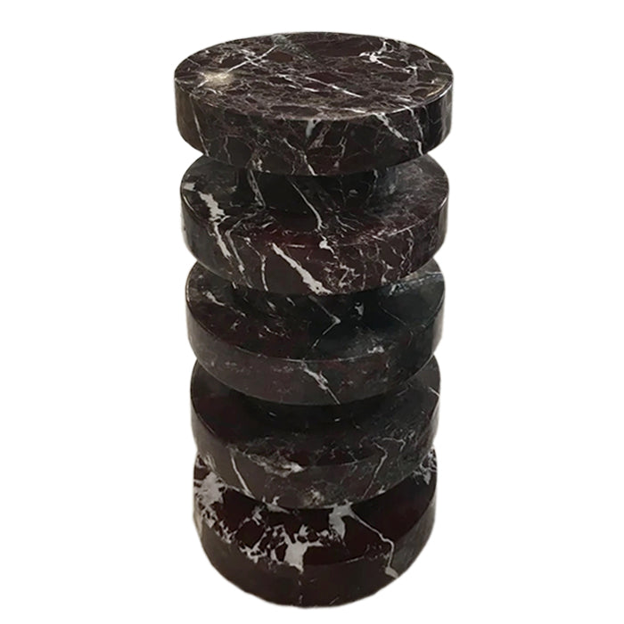 Rosso Levanto Marble Plinth Designer Side Table - Polished 12x24 Inches