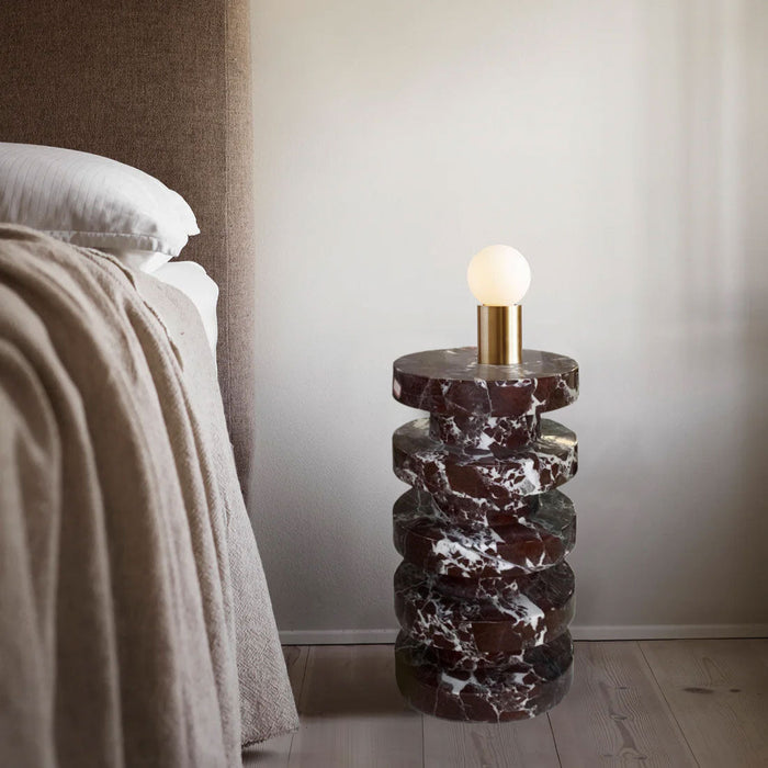 Rosso Levanto Marble Plinth Designer Side Table - Polished 12x24 Inches