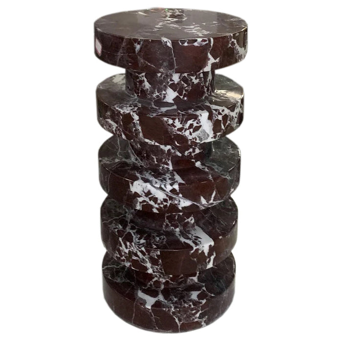 Rosso Levanto Marble Plinth Designer Side Table - Polished 12x24 Inches