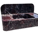 Rosso Levanto Marble Fluted Wall Mount Sink 8 Inch Backsplash