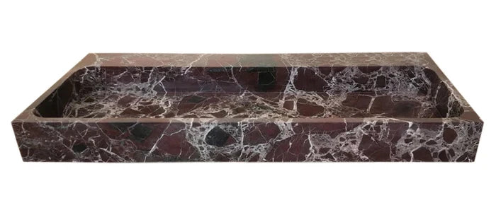 Rosso Levanto Marble Rectangular Wall-Mount Sink 20 x 48 x 5