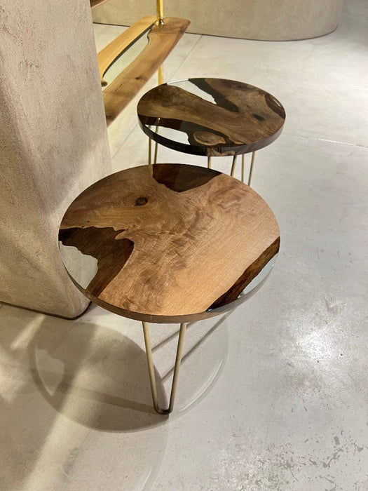 Round Side - End - Accent Table with Straight Edge | Voronoi