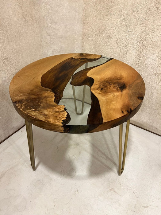 Round Side - End - Accent Table with Straight Edge | Voronoi