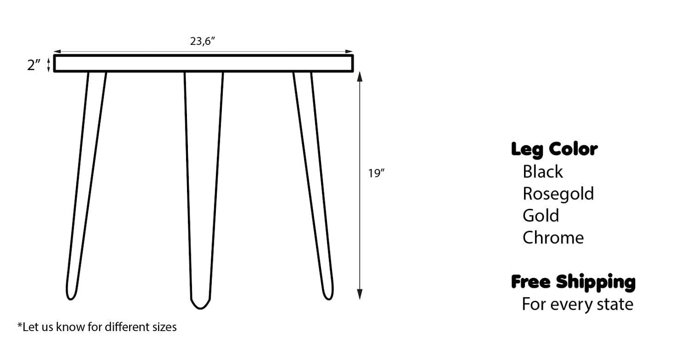 Round Side - End - Accent Table with Straight Edge | Voronoi