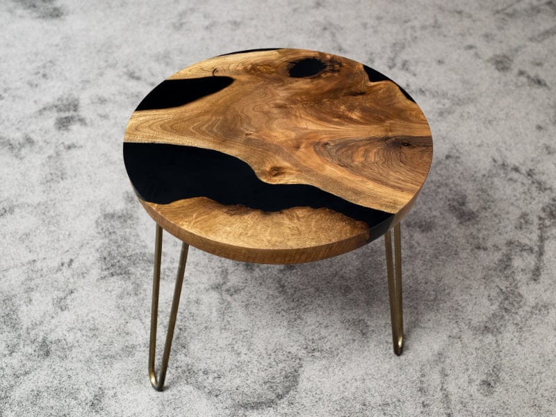 Round Side - End - Accent Table with Straight Edge | Voronoi