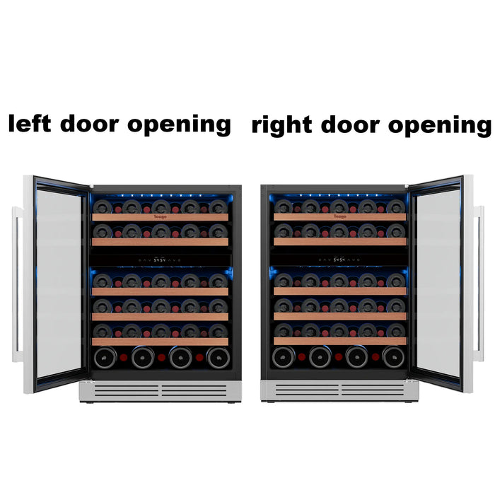 Yeego 52 Bottle Dual Zone Wine Cooler Refrigerator Built In Under Counter Wine Fridge with Compressor Cooling, Adjustable Temperature 40-65°F, Lockable Glass Door LED Light, ETL DOE Certified for Home Kitchen Bar