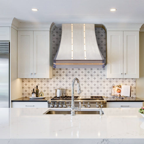 Sweep Stainless Steel Custom Range Hood with Metal Bands