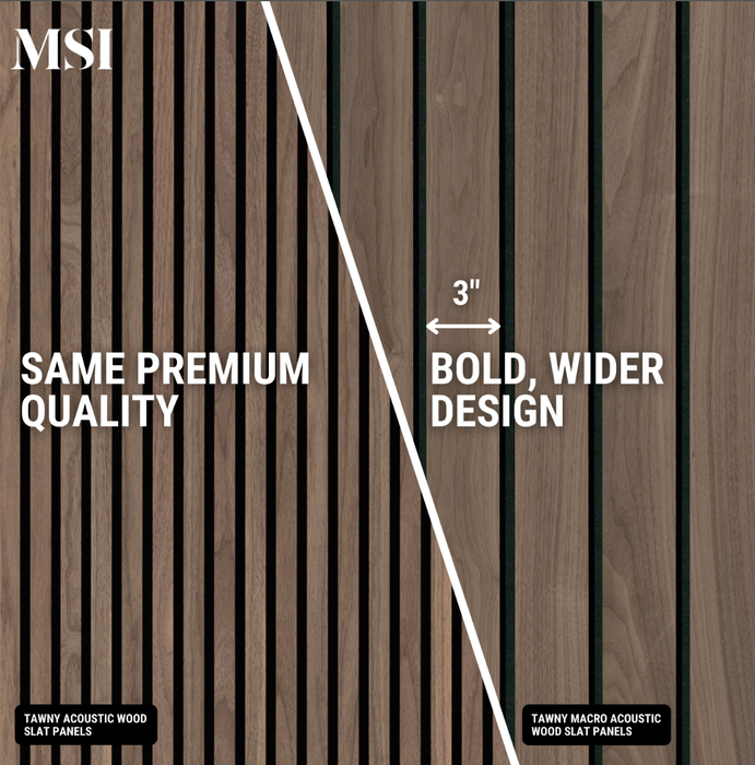 MSI Macro Acoustic Wood Slat Panels WPNL-ACWFLTNATMAC10.63X94.5