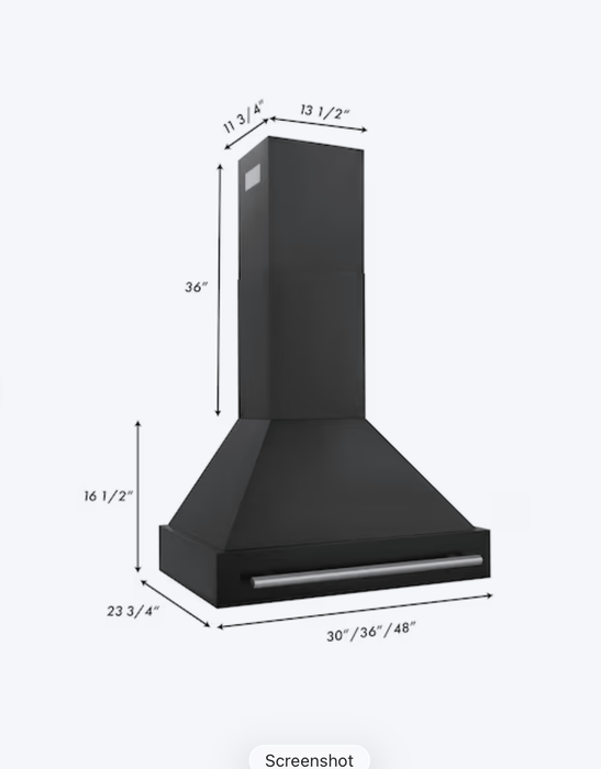 ZLINE 30" Black Stainless Steel, Wall-Mounted Range Hood BSKB4L-30-KST