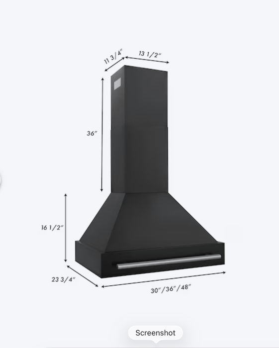 ZLINE 30" Black Stainless Steel, Wall-Mounted Range Hood BS655L-30-KST