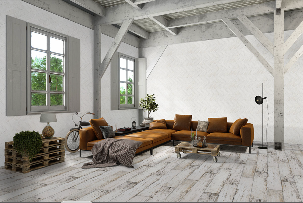 MSI Alpine White Reclaimed Clay Brick - Herringbone SMOT-CLAHB-ALPWHI2.25X7.5