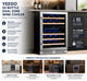 Yeego 52 Bottle Dual Zone Wine Cooler Refrigerator Built In Under Counter Wine Fridge with Compressor Cooling, Adjustable Temperature 40-65°F, Lockable Glass Door LED Light, ETL DOE Certified for Home Kitchen Bar