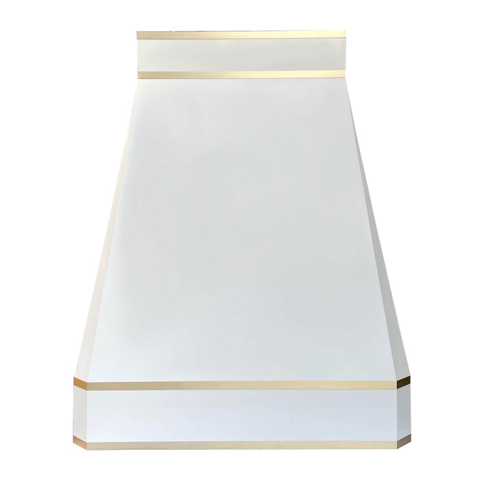 Tapered Custom White Stainless Steel Range Hood with Crown for Modern Kitchen