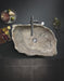 Silver Travertine Stone Rustic Vessel Sink SKU-NTRSTC14 random size (W)16" (L)26" (H)5" bathroom top view3 