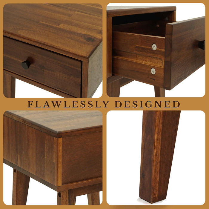 Acacia Sofia 1-Drawer Solid Wood Nightstand