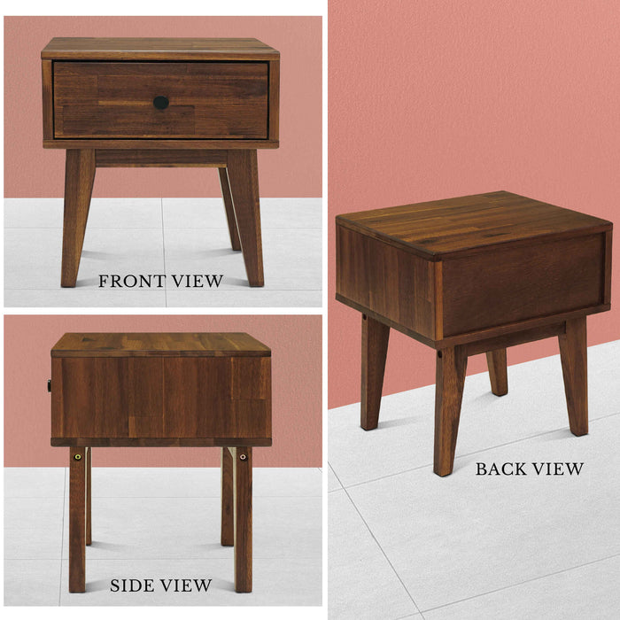 Acacia Sofia 1-Drawer Solid Wood Nightstand