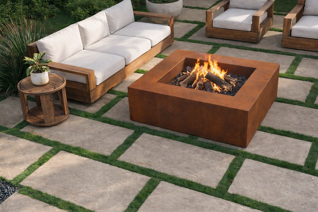 Square Corten Fire Pit Table - FREE SHIPPING