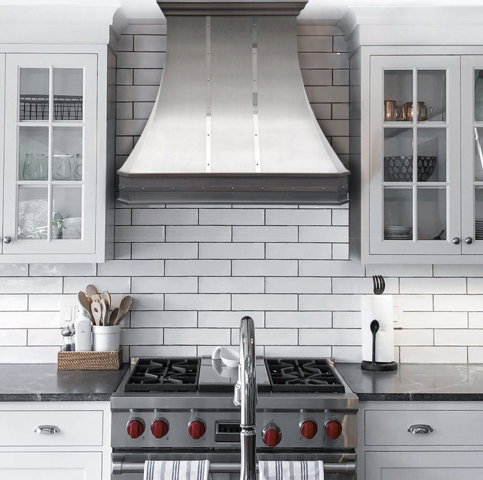 Curved Custom Stainless Steel Range Hoods with Bands