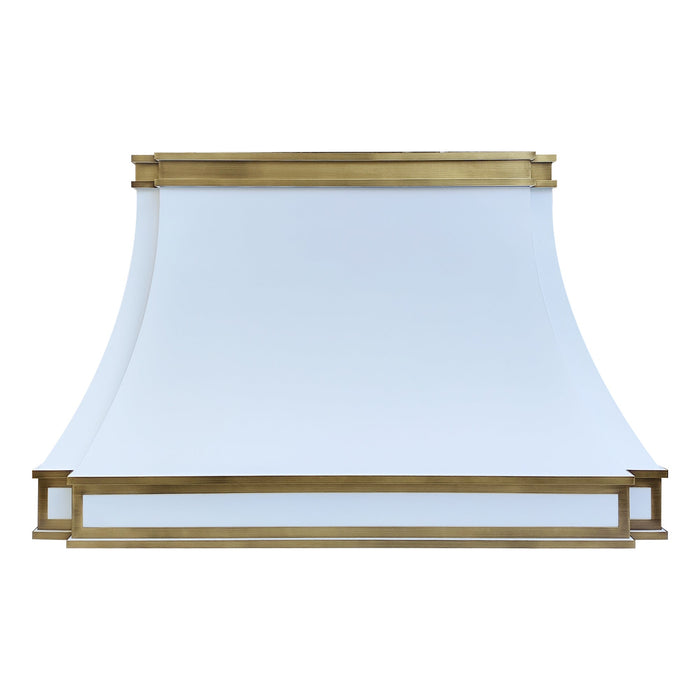 Sweep Stainless Steel Custom Range Hood with Brass Trim 61"W x 23"D x 38"H