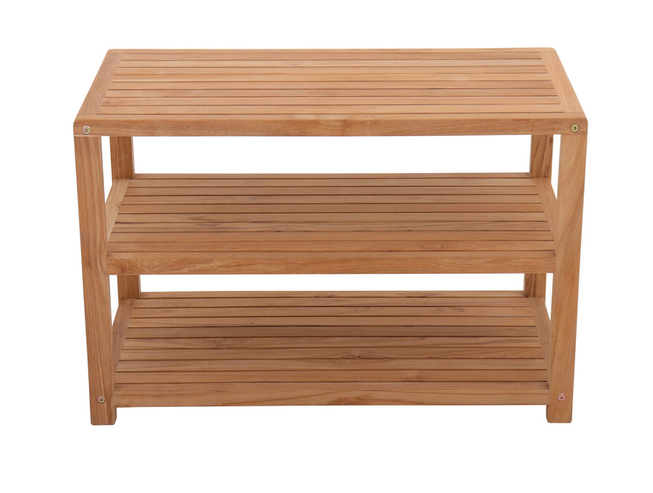 Savannah Natural Teak Shower and Spa/Bathroom/Outdoor - Storage Bench with Shelves- 28" or 40"