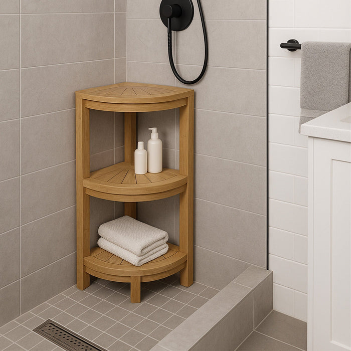 Stanley Teak Shower and Spa/Bathroom/Outdoor Corner Shelf